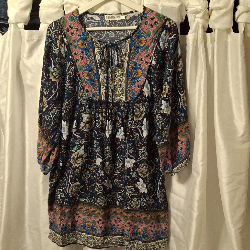 Temofon Floral Midi Dress - Multicolor XL
